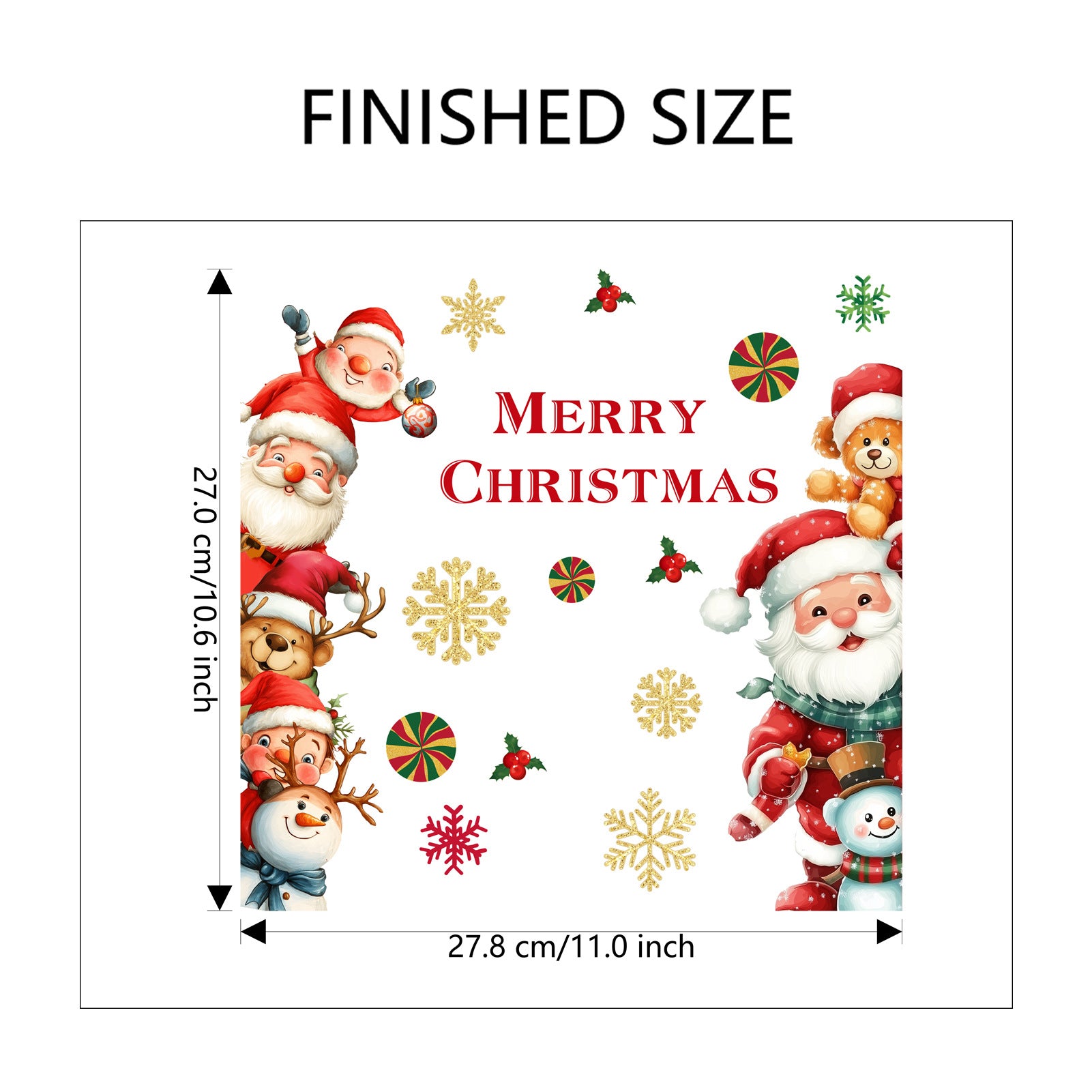 🎅 Large Cartoon Santa Claus Christmas Wall Stickers – Festive Reindeer & Christmas Tree Design 🎄✨ Kawaii Stickers