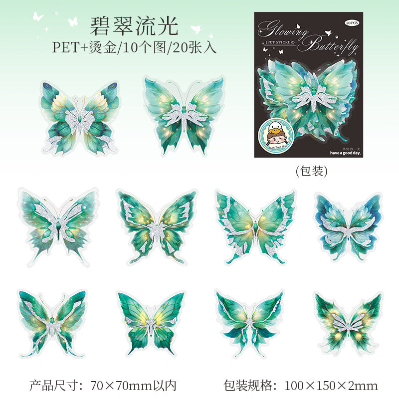 20pcs Butterfly stickers – Scrapbook & Craft Decoration – Kawaii Stickers Green butterfly stickers Kawaii Stickers