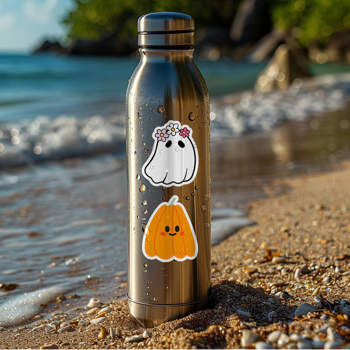 50pcs Halloween Ghost Graffiti Stickers – Waterproof Vinyl Stickers for Phones, Water Bottles, Laptops Kawaii Stickers