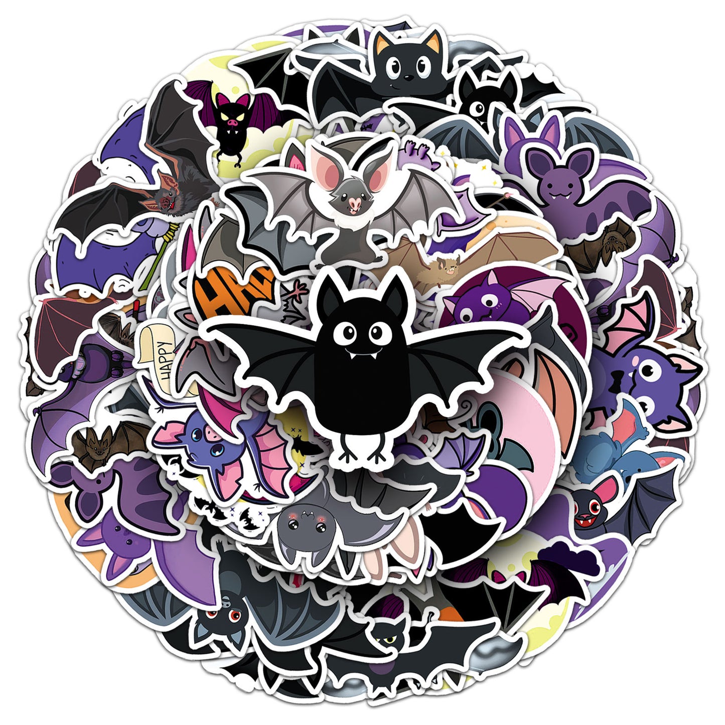 Halloween Stickers – 50pcs Cute Bat DIY Stickers