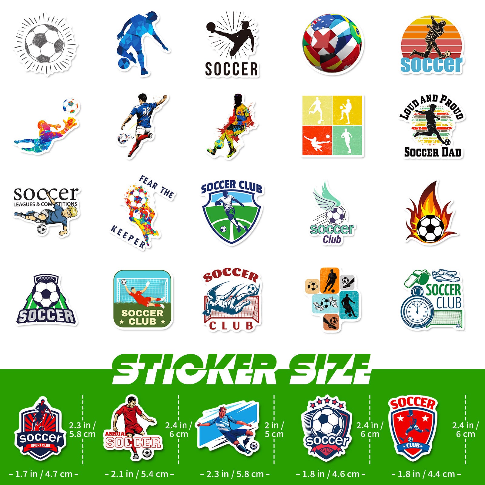 🌟 50PCS Green Soccer Stickers – Kids Football Decals Waterproof Laptop, Water Bottle & iPhone Stickers 2025 ⚽🎨 Kawaii Stickers