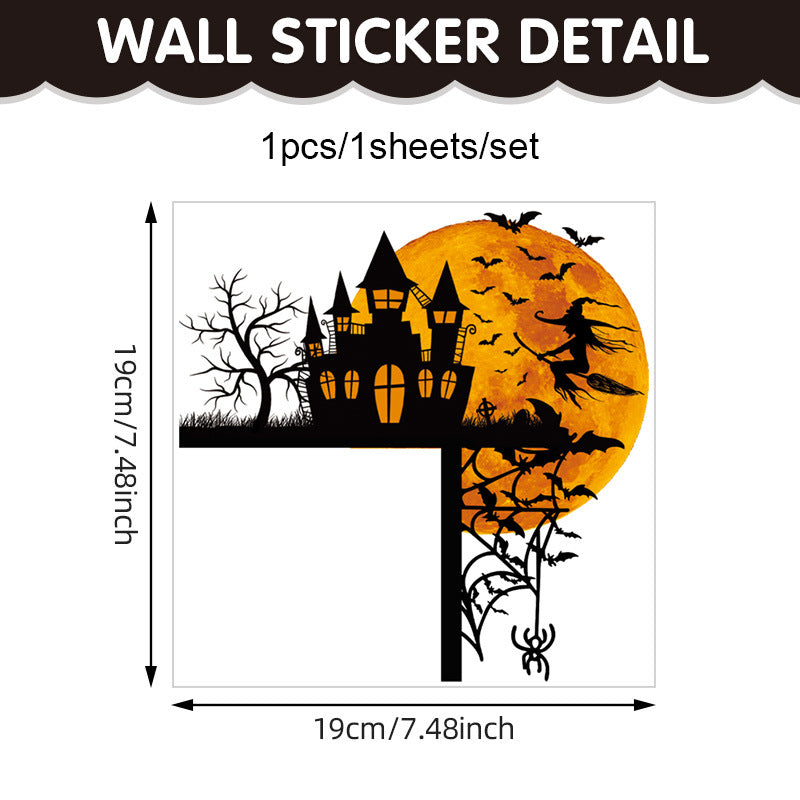 🎃 Halloween Stickers Ghost Witch Silhouette Party PVC Self-Adhesive Wall Decals 👻 Castle Stickers B*1set Kawaii Stickers