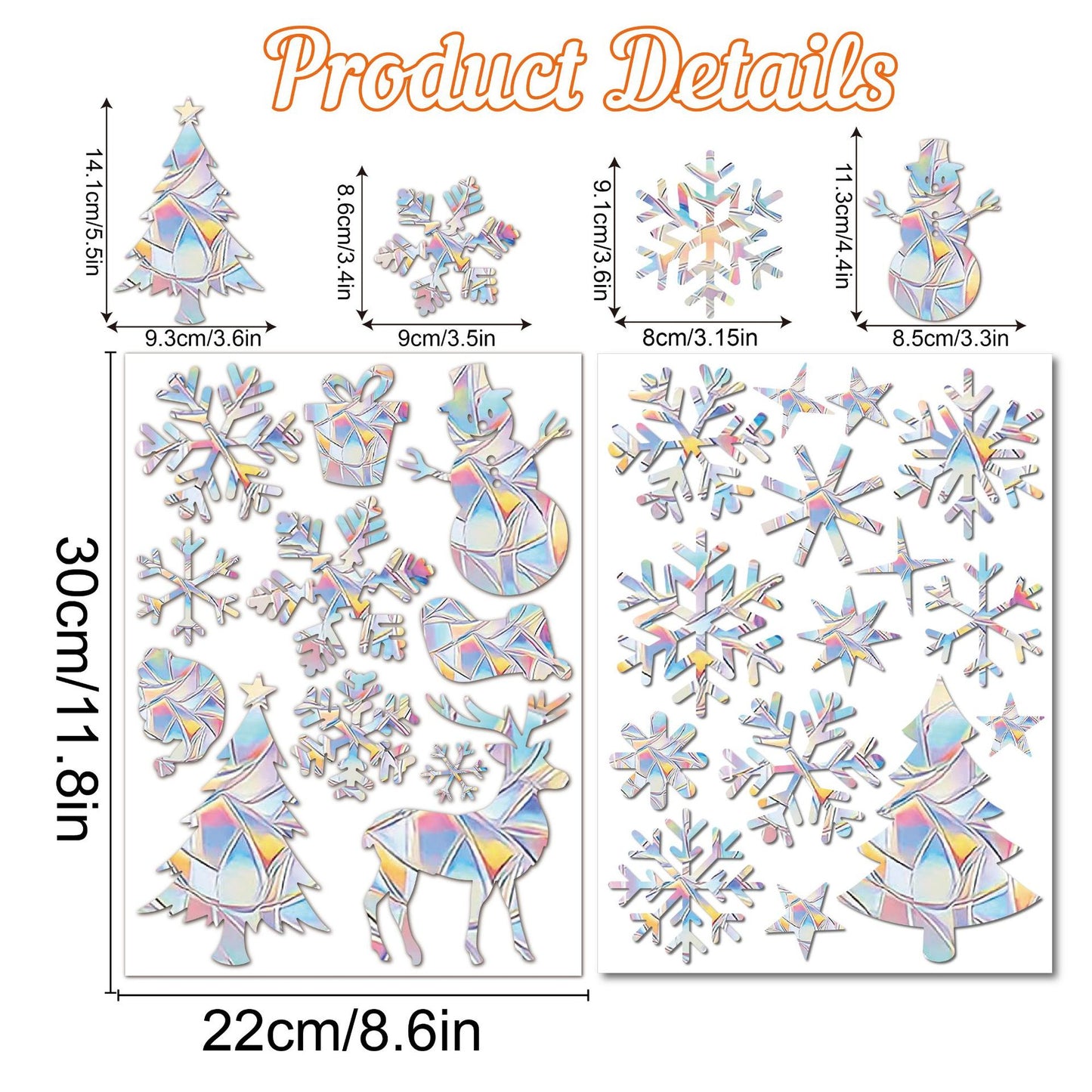 Snowflake Window Stickers | Large Christmas Snowflake Stickers for Windows 22cm*30cm*2 Kawaii Stickers