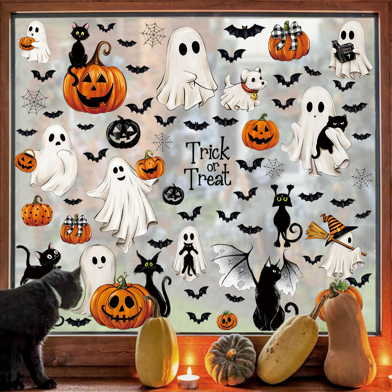 🎃 Cute Halloween Pumpkin Window Stickers – Autumn Glass Décor PVC Self-Adhesive Kawaii Stickers