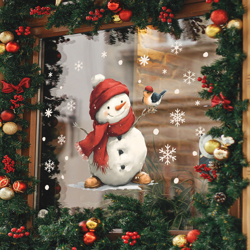 ☃️Snowflake Window Stickers Cartoon Snowman, Birds ❄️✨ | Static Cling Glass Decals for Holiday Home & Shop Decor 🎄 Kawaii Stickers