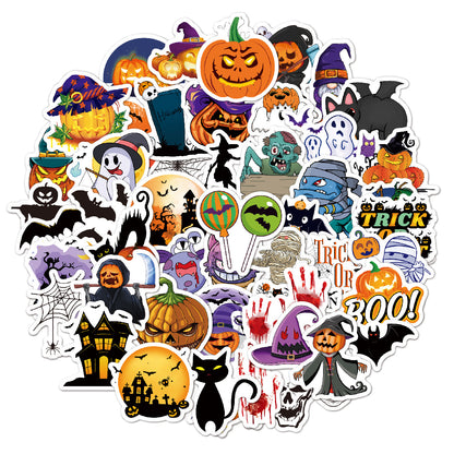 🕸️ Halloween Stickers Cartoon Graffiti Holographic Vinyl Set – 50PCS 🎃👻✨ Kawaii Stickers