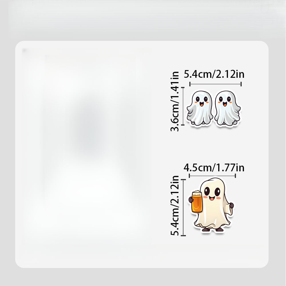 Halloween Stickers Set –Cute Ghost Designs for DIY Lovers (50pcs)