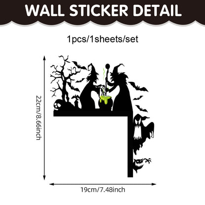 🎃 Halloween Stickers Ghost Witch Silhouette Party PVC Self-Adhesive Wall Decals 👻 Witch Stickers H*1set Kawaii Stickers