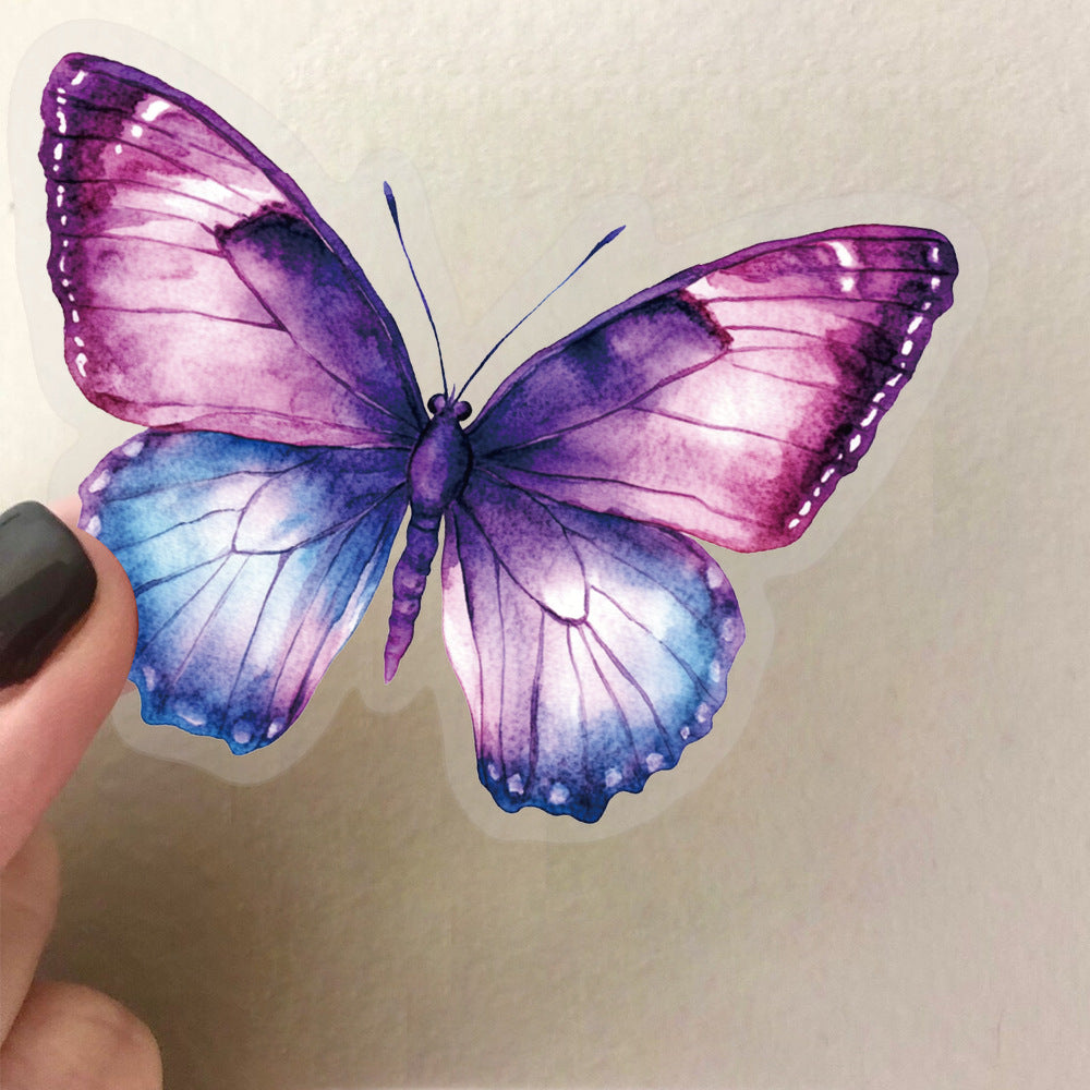 🦋🌈 50pcs Colorful Transparent Butterfly Stickers | Waterproof PET Stickers for Journals, Notebooks, Cups ☕, Guitars & DIY Crafts 🎨✨ Kawaii Stickers