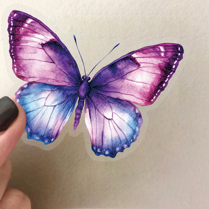 🦋🌈 50pcs Colorful Transparent Butterfly Stickers | Waterproof PET Stickers for Journals, Notebooks, Cups ☕, Guitars & DIY Crafts 🎨✨ Kawaii Stickers