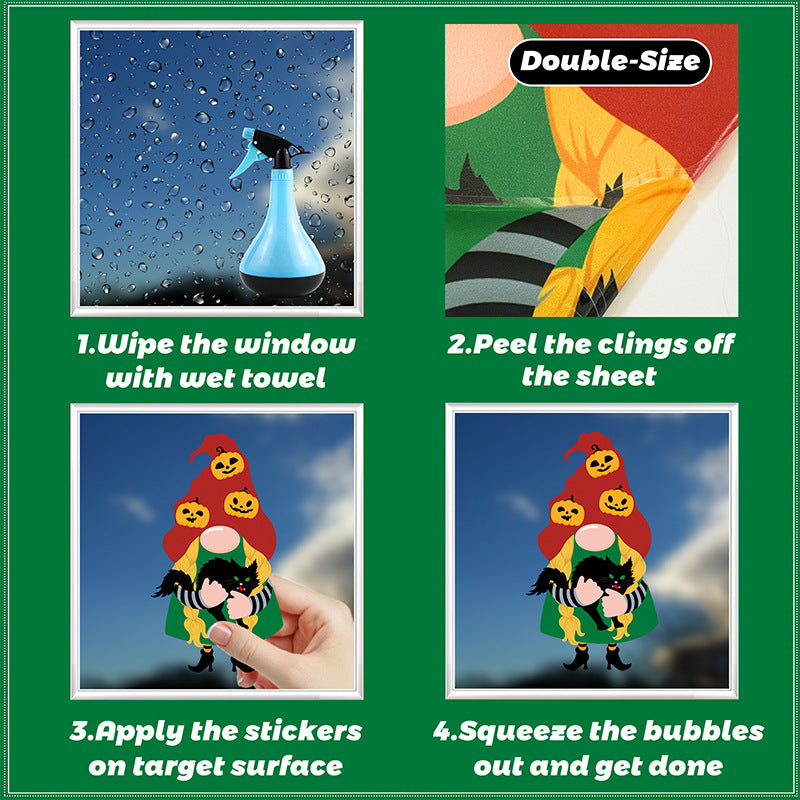 🎃✨ Latest Halloween Window Stickers – Static-Cling Glass Decals with Pumpkins, Bats, Ghosts & Gnomes – Double-Sided Party Decorations Kawaii Stickers