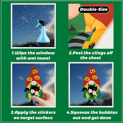 🎃✨ Latest Halloween Window Stickers – Static-Cling Glass Decals with Pumpkins, Bats, Ghosts & Gnomes – Double-Sided Party Decorations Kawaii Stickers