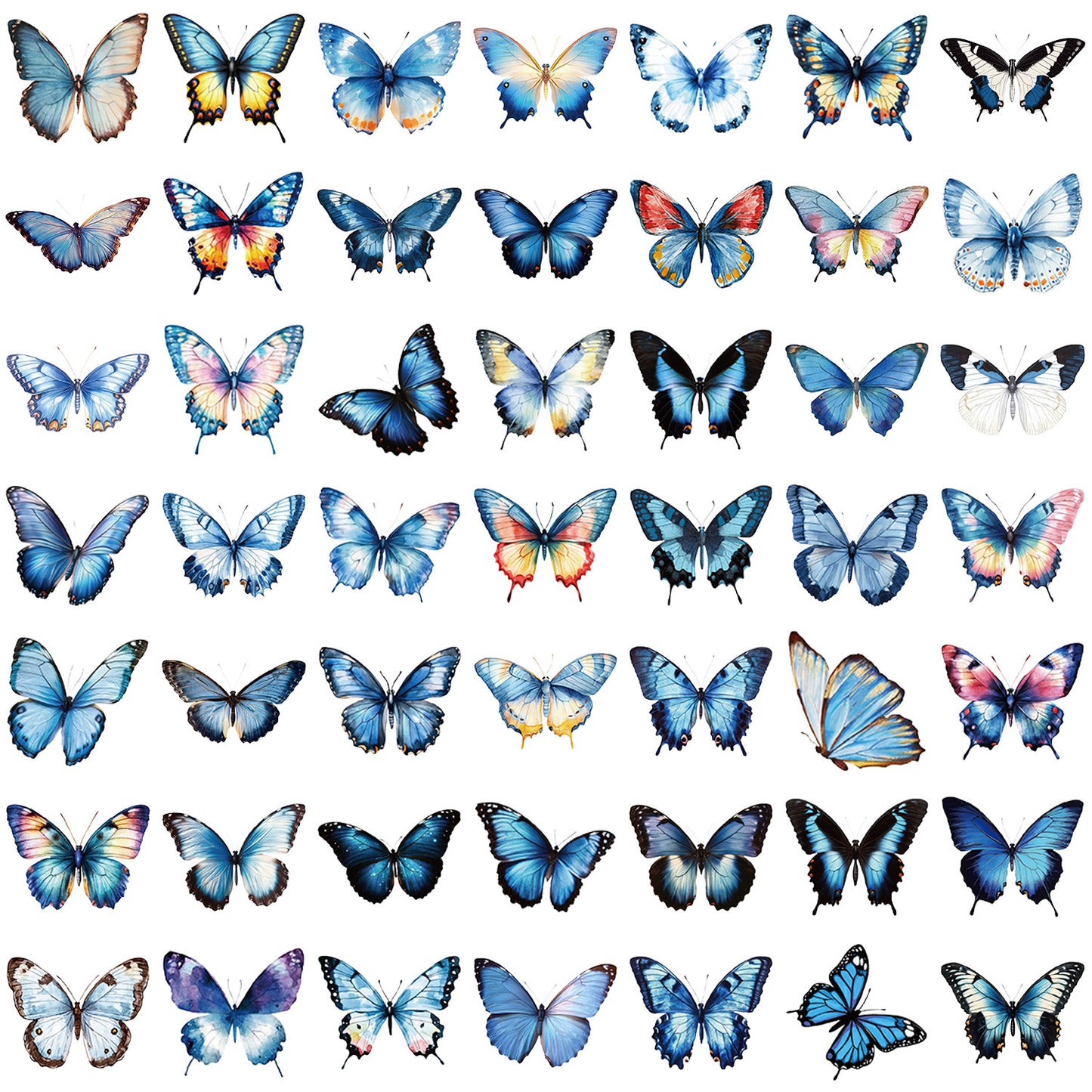 🦋🌈 50pcs Colorful Transparent Butterfly Stickers | Waterproof PET Stickers for Journals, Notebooks, Cups ☕, Guitars & DIY Crafts 🎨✨ Kawaii Stickers