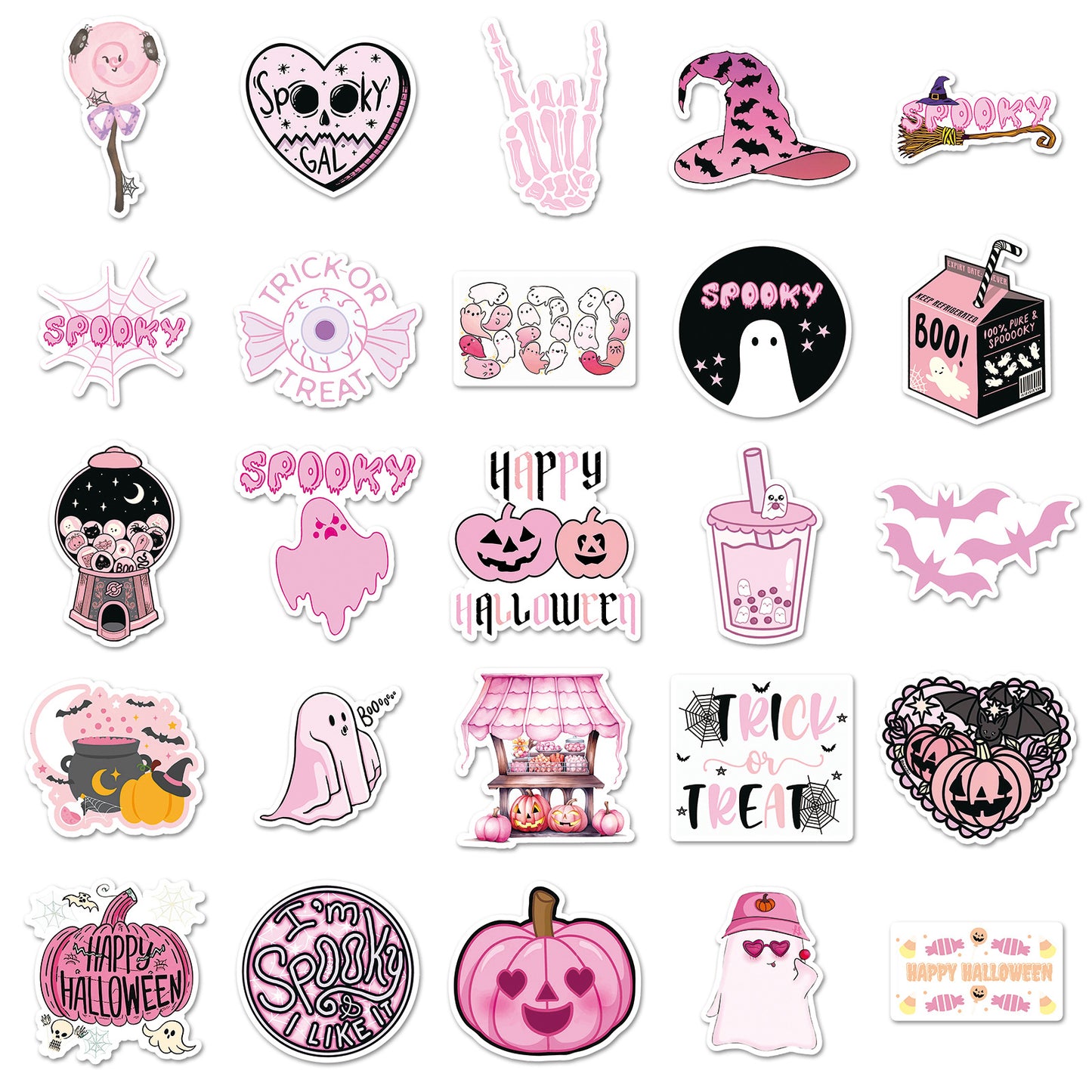Halloween Stickers | 50pcs Pink Halloween Cute Sticker Set for DIY & Decoration