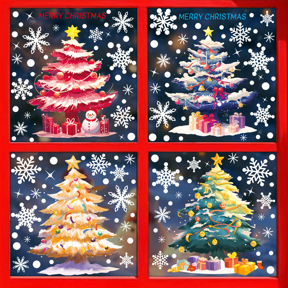 🎄 Christmas Stickers – Holiday Decorations with Christmas Tree, Snowman & Snowflake Window Clings 🎅 BQ545+546+549+550 Kawaii Stickers