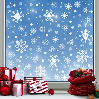 🎄 White & Blue Snowflake Window Stickers – Static Cling Christmas Window Decals for Holiday Decor 🎄 Kawaii Stickers