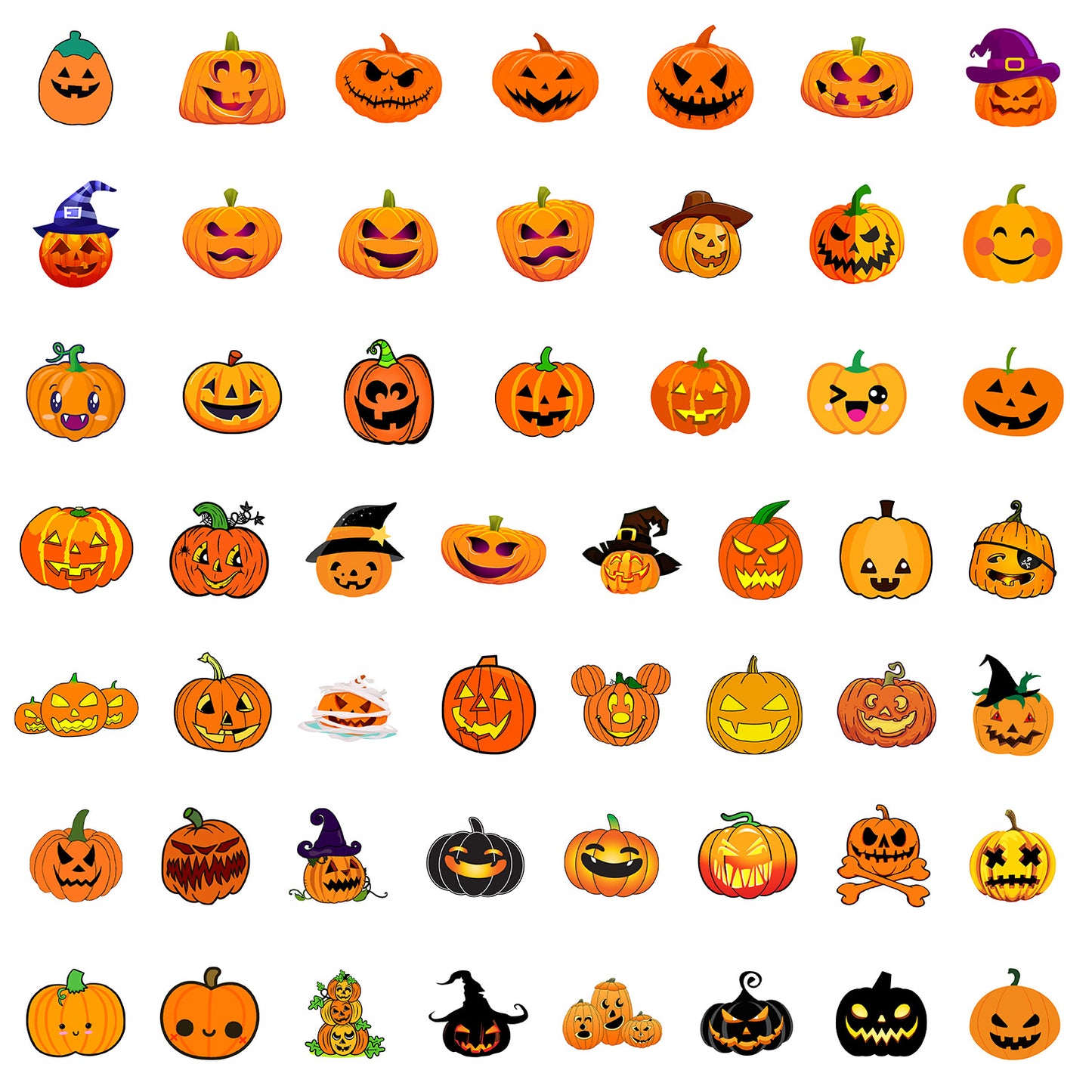 🎃 50pcs Halloween Pumpkin Stickers – Waterproof Vinyl Decals for Cars, Phones, Water Bottles & Holiday Decoration Kawaii Stickers