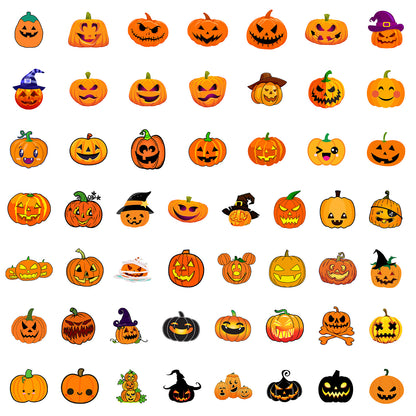 🎃 50pcs Halloween Pumpkin Stickers – Waterproof Vinyl Decals for Cars, Phones, Water Bottles & Holiday Decoration Kawaii Stickers