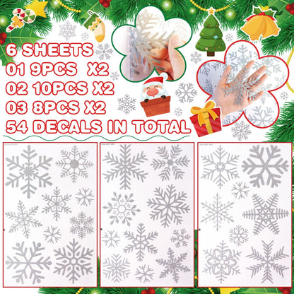 ✨ Glitter Snowflake Window Stickers – Gold & Silver Holiday Glass Decals 🎄 Silver Snowflake*6pcs Kawaii Stickers