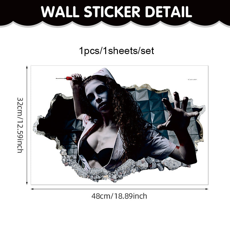 🎃 Halloween Stickers Ghost Witch Silhouette Party PVC Self-Adhesive Wall Decals 👻 Ghost Stickers D*1set Kawaii Stickers