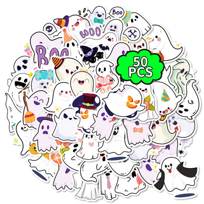 🎃 Halloween Stickers – 50pcs Cute Ghost Doodle Halloween Stickers Set