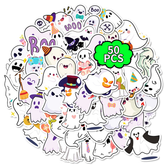 🎃 Halloween Stickers – 50pcs Cute Ghost Doodle Halloween Stickers Set