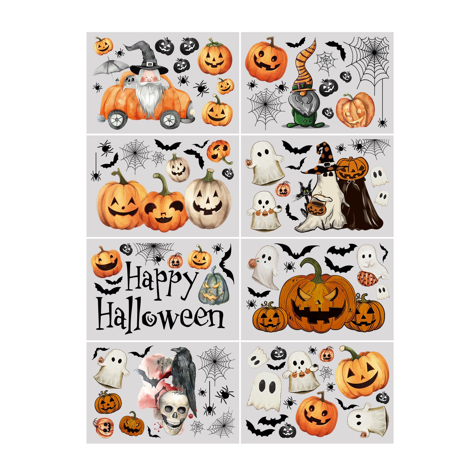 🎃 Halloween Window Stickers – Cute Pumpkin & Bat Static Clings for Glass Doors & Party Decor 👻🦇 Kawaii Stickers