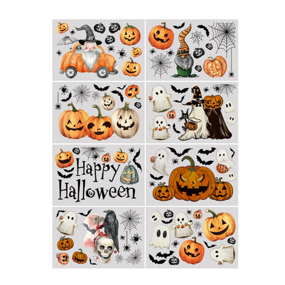 🎃 Halloween Window Stickers – Cute Pumpkin & Bat Static Clings for Glass Doors & Party Decor 👻🦇 Kawaii Stickers