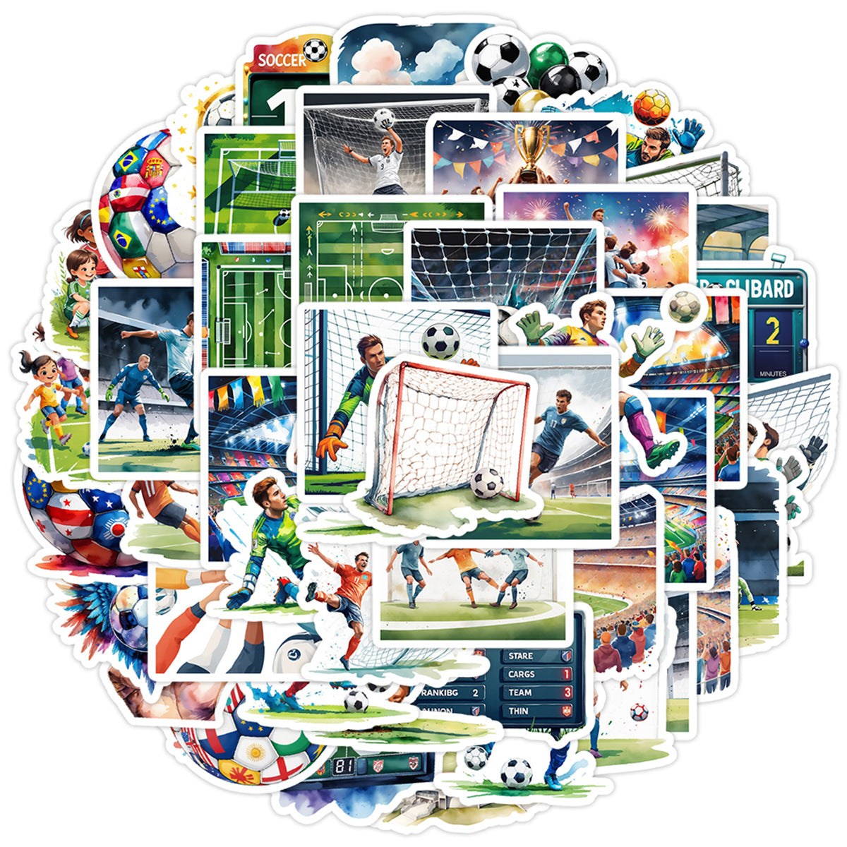 ⚽ 50PCS Football Stickers Pack – Cool Graffiti Laptop, Water Bottle & Phone Decals 2025 ✨ Kawaii Stickers