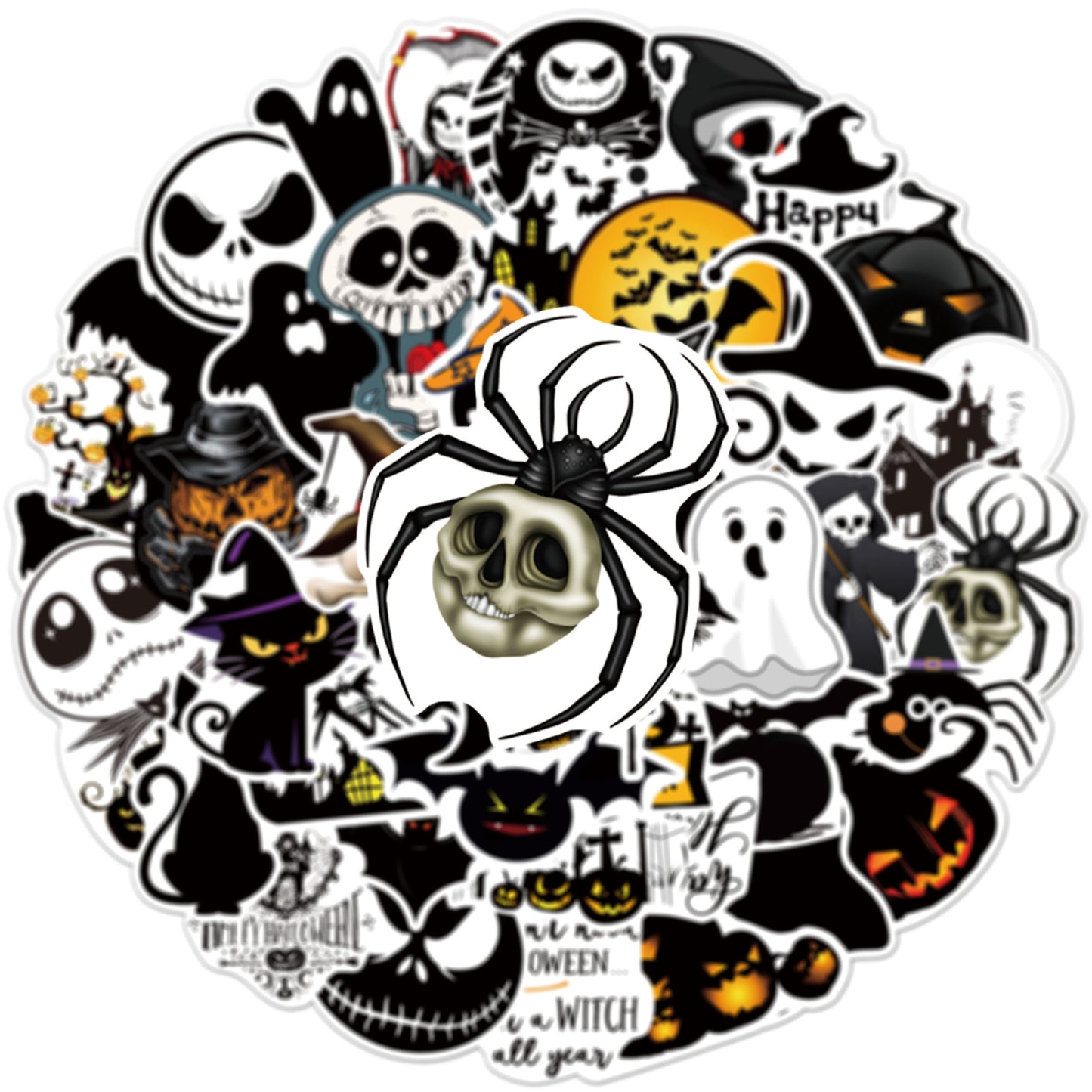 Halloween Stickers Black Ghost Graffiti Halloween Sticker Pack 50pcs