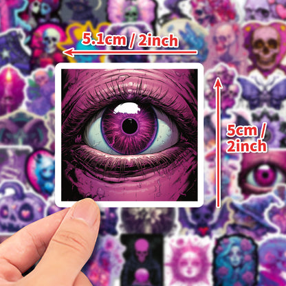Halloween Stickers – 50pcs Gothic Purple Skull DIY Stickers