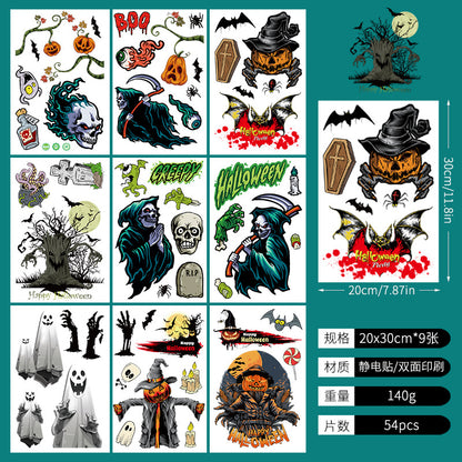 Halloween Window Stickers-Spooky Haunted Castle – Double-Sided Static Cling Ghost, Pumpkin & Zombie Glass Décor 👻🕸️ Kawaii Stickers