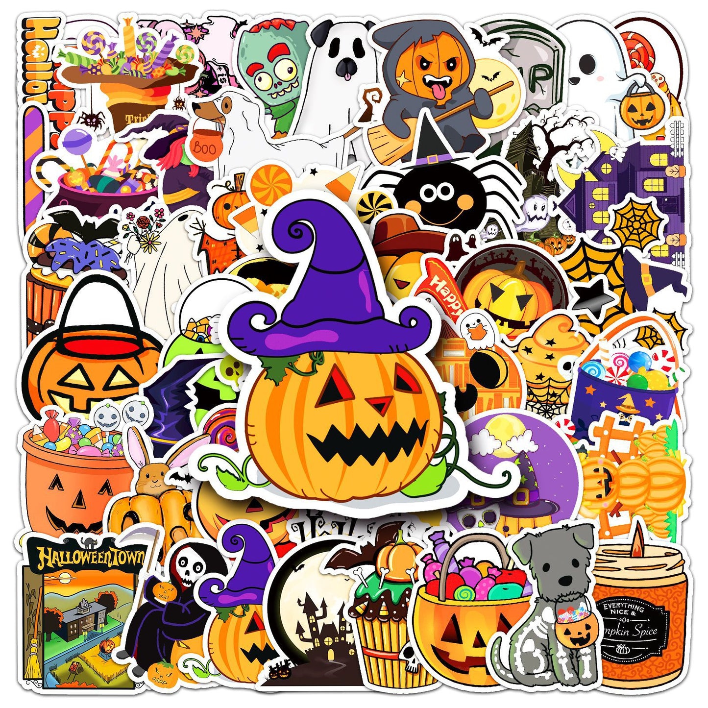 🎃 Halloween Stickers – 50PCS Waterproof Cartoon Graffiti Set for Kids & Adults 👻✨ Kawaii Stickers