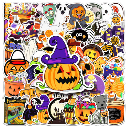 🎃 Halloween Stickers – 50PCS Waterproof Cartoon Graffiti Set for Kids & Adults 👻✨ Kawaii Stickers