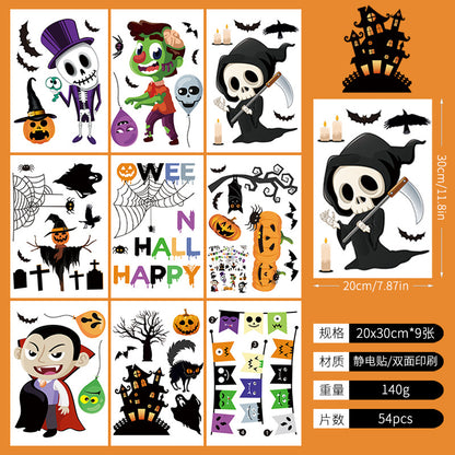 Halloween Window Stickers-Spooky Haunted Castle – Double-Sided Static Cling Ghost, Pumpkin & Zombie Glass Décor 👻🕸️ Kawaii Stickers