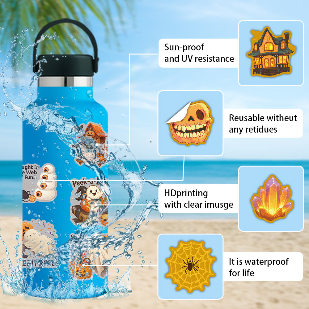 🎃 200PCS Halloween Stickers Gift Box – Holographic Vinyl Graffiti Waterproof Set 👻✨ Kawaii Stickers