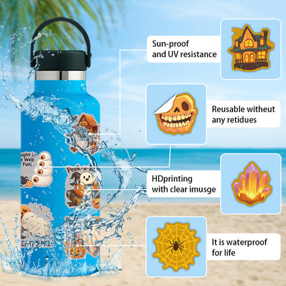 🎃 200PCS Halloween Stickers Gift Box – Holographic Vinyl Graffiti Waterproof Set 👻✨ Kawaii Stickers