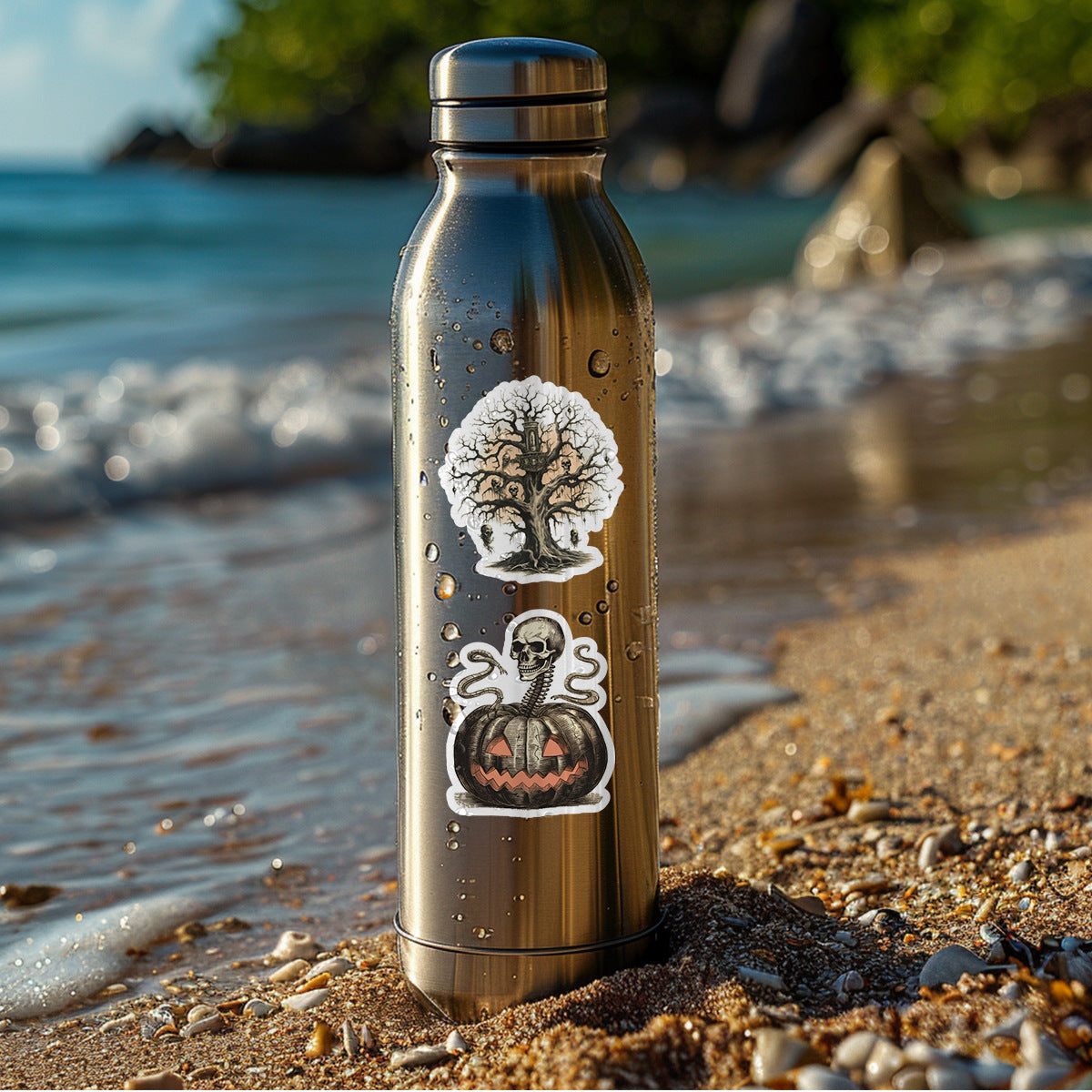 🎃 50pcs Nordic Gothic Halloween Stickers – Waterproof PVC Vinyl Decals for Laptop, Water Bottle & Holiday Decor Kawaii Stickers