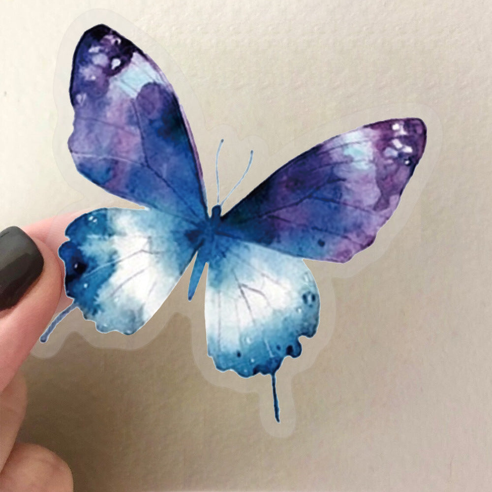 🦋🌈 50pcs Colorful Transparent Butterfly Stickers | Waterproof PET Stickers for Journals, Notebooks, Cups ☕, Guitars & DIY Crafts 🎨✨ Kawaii Stickers