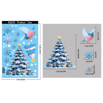 🎄 Christmas Stickers – Holiday Decorations with Christmas Tree, Snowman & Snowflake Window Clings 🎅 BQ535 Kawaii Stickers