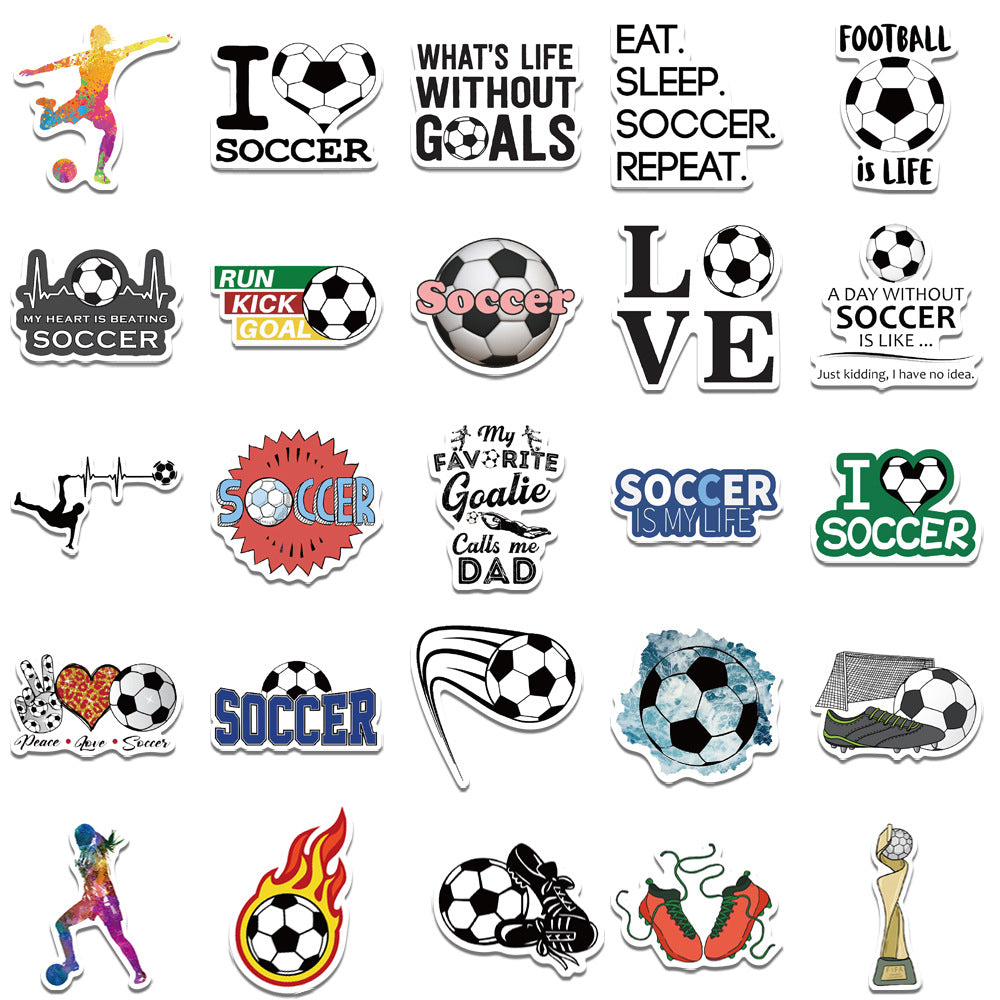 Football Stickers – 50Pcs Sport Designs – High-Definition Waterproof PVC – For Water Bottles, Laptops, Skateboards, Suitcases, Phones – Kawaii Stickers Kawaii Stickers