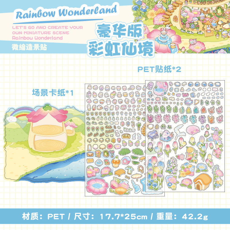3D DIY Sticker – Three-Layer Miniature Fantasy House – Scrapbook & Craft Decoration – Kawaii Stickers Rainbow Wonderland Plus Kawaii Stickers