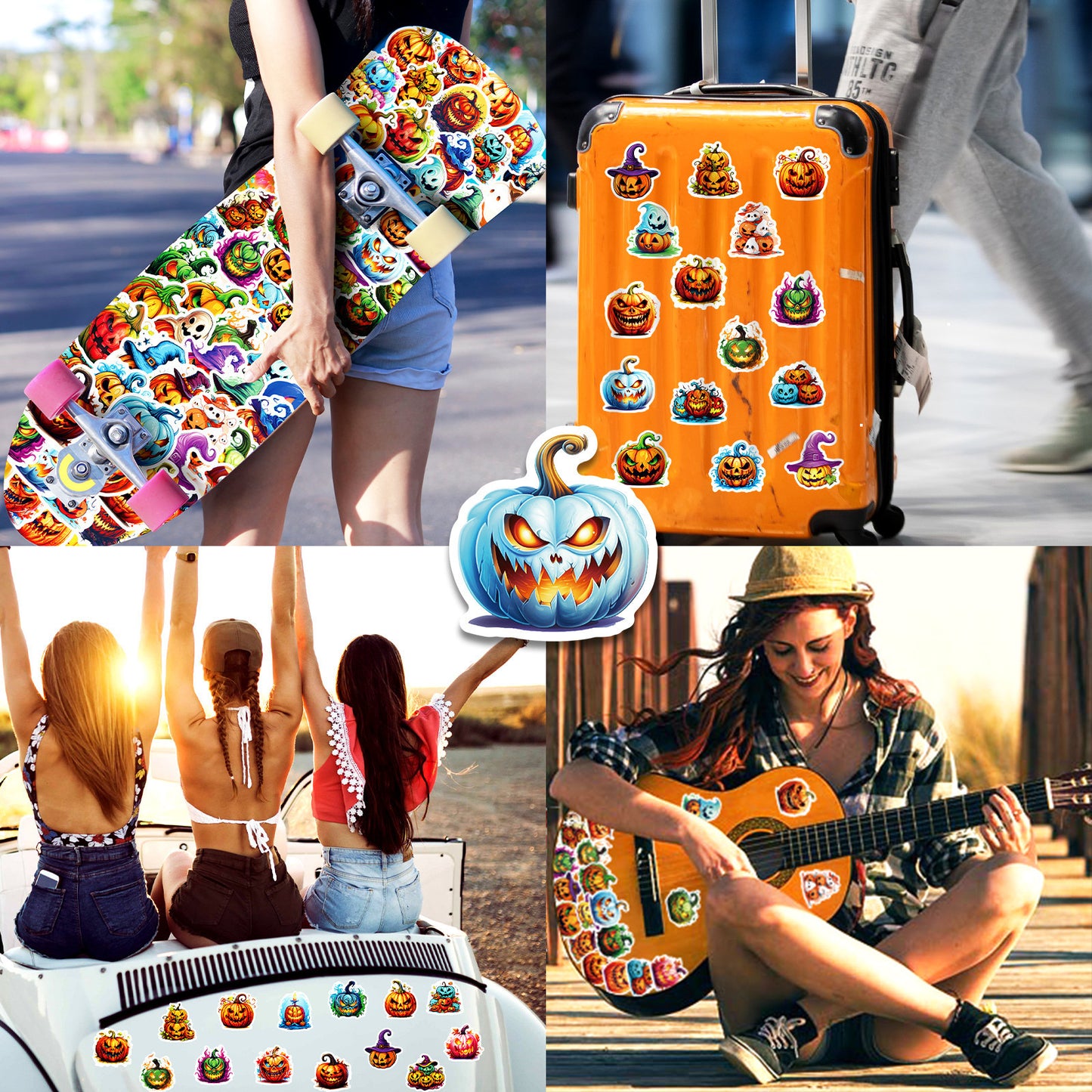 Halloween Stickers – 50pcs Pumpkin Halloween Stickers Set 🎃