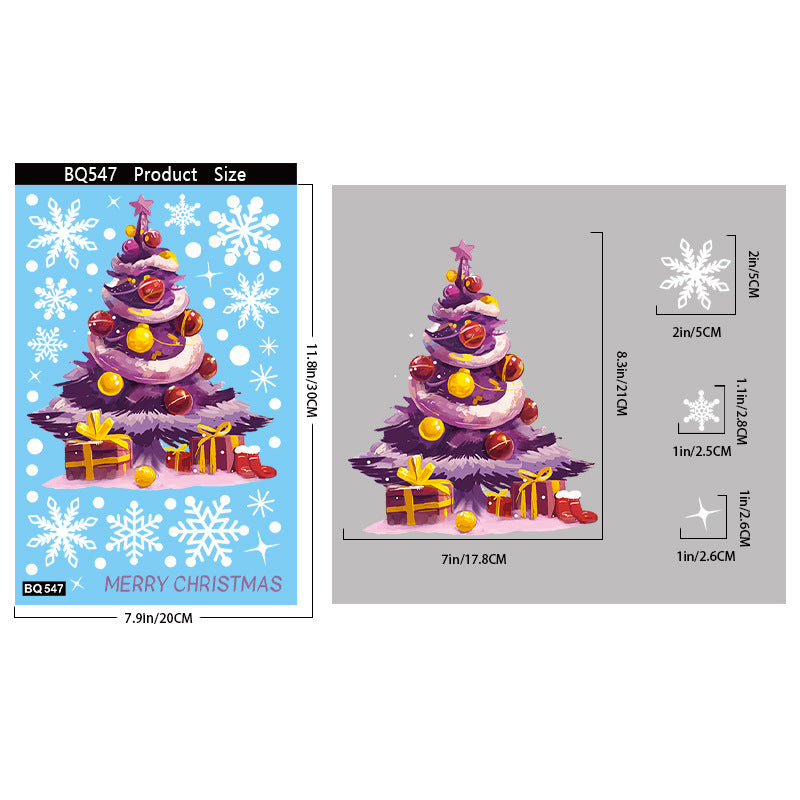 🎄 Christmas Stickers – Holiday Decorations with Christmas Tree, Snowman & Snowflake Window Clings 🎅 BQ547 Kawaii Stickers