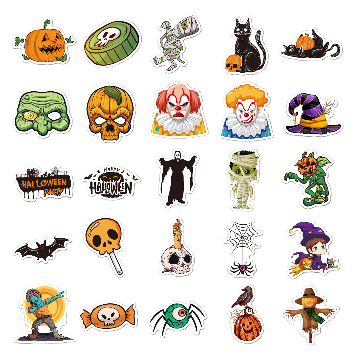 🕸️ Halloween Stickers Cartoon Graffiti Holographic Vinyl Set – 50PCS 🎃👻✨ Kawaii Stickers