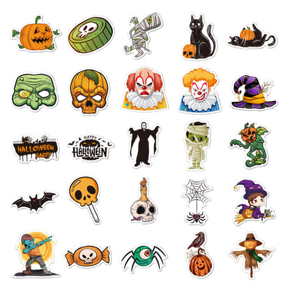 🕸️ Halloween Stickers Cartoon Graffiti Holographic Vinyl Set – 50PCS 🎃👻✨ Kawaii Stickers