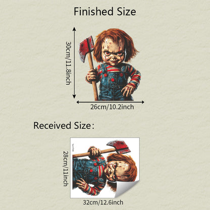 🎃 Halloween Horror Little Demon with Axe Static Window Stickers – No Glue 🕷️ 28*32cm Kawaii Stickers