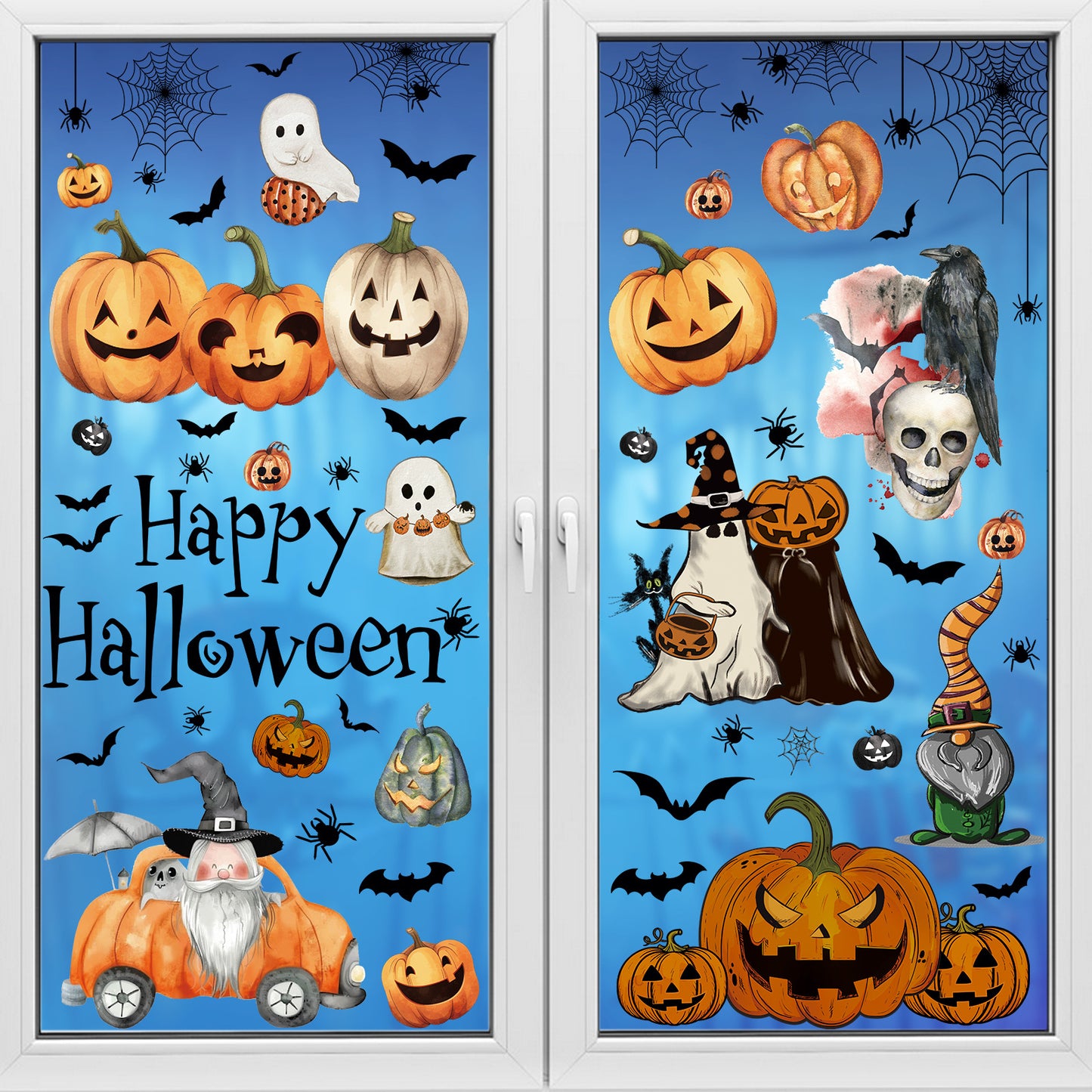 Spooktacular Halloween Window Stickers – Double-Sided Static Cling Décor for Glass Doors & Windows 👻🕷️ Kawaii Stickers
