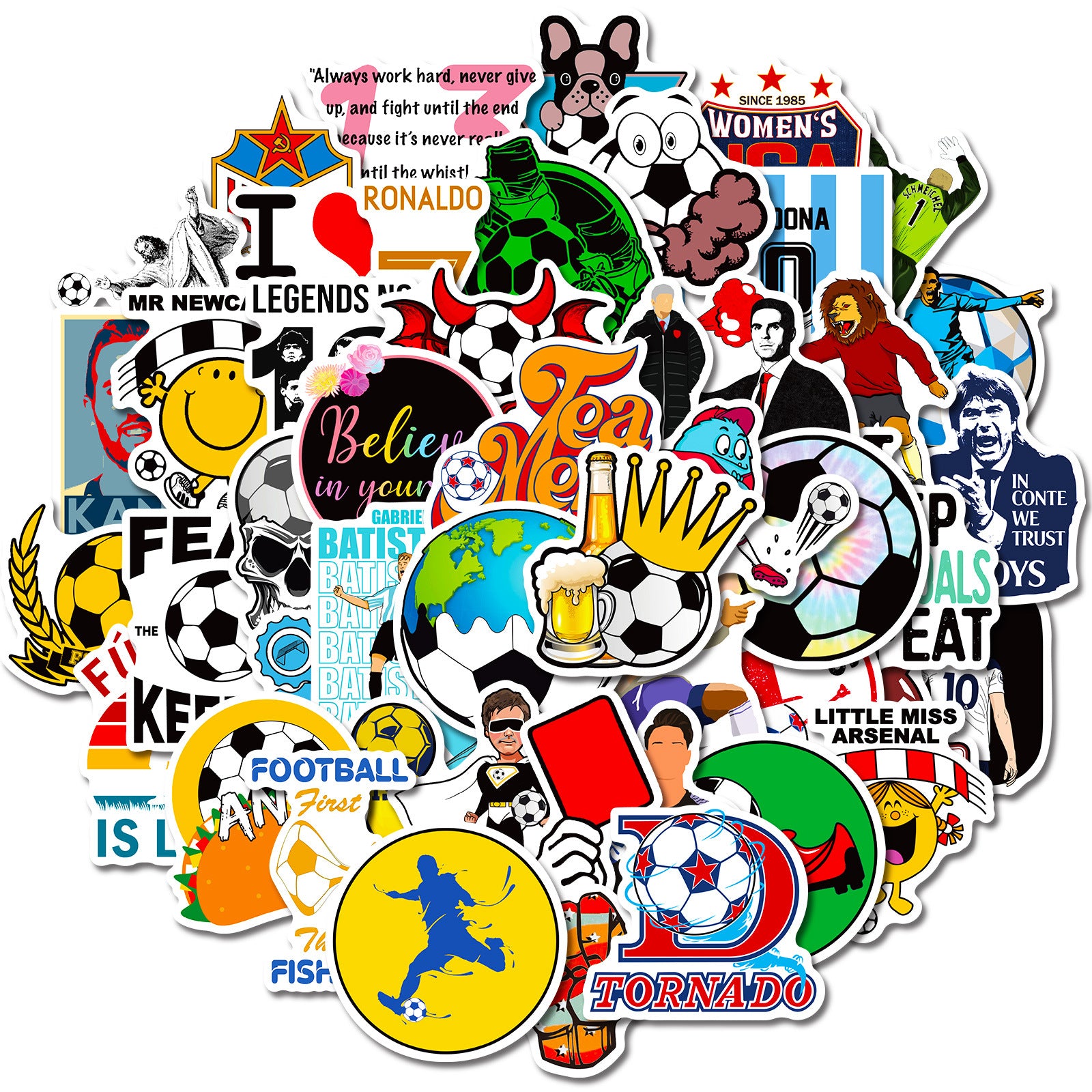 ⚽ 50Pcs Creative Football Stickers – Colorful Sports Life for 2025 Fans 🎨✨ Football Stickers-21 Kawaii Stickers