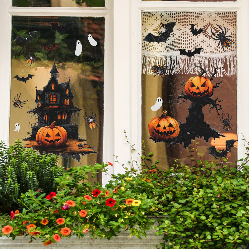 Halloween Cartoon Ghost Pumpkin Bat Static Window Stickers – No Glue 👻 Kawaii Stickers